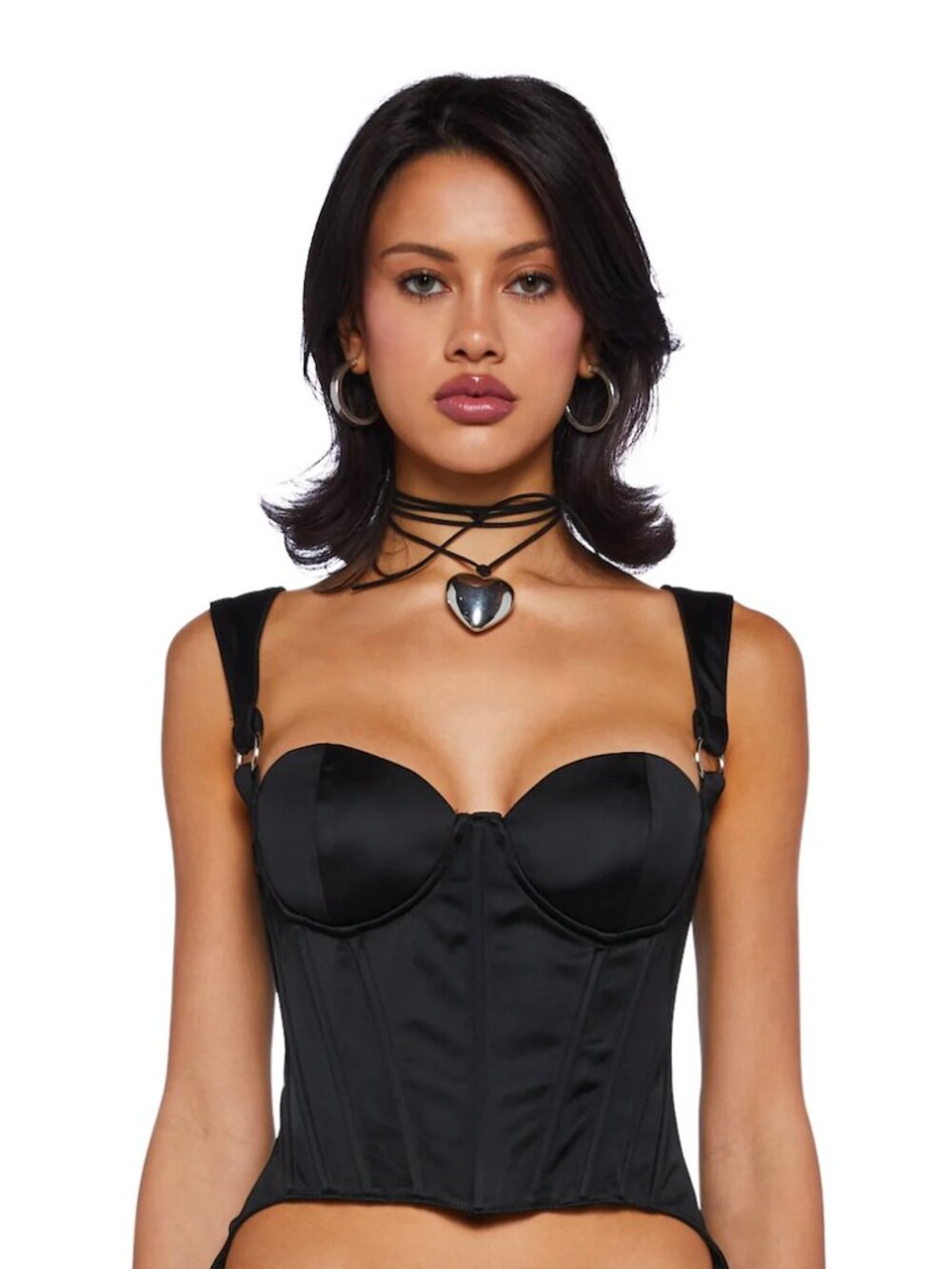 Poster Girl Women's Black Satin Corset-S